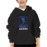 Unisex Youth Hooded Sweatshirt Funny Ice Hockey Player Cute Kids Hoodies Pullover for Teens
