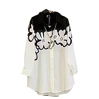 Female Elegant Bow Blouse Chiffon Collar Casual Shirt Office Ladies Blouses for Women Cotton