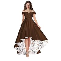 Satin with Snowfall Camo Wedding Dresses Bridal Party Prom Gowns High Low