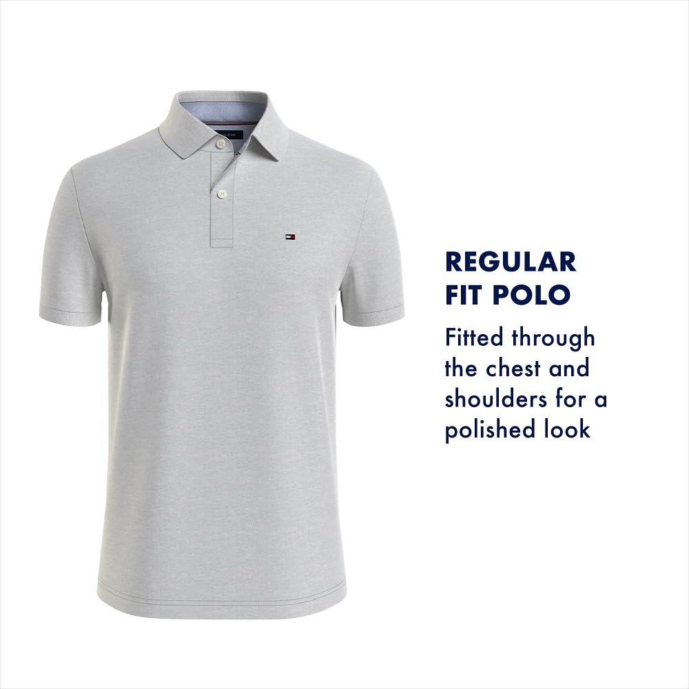 Tommy Hilfiger Men's Short Sleeve Moisture Wicking Stretch Polo Shirt with Quick Dry + UV Protection 