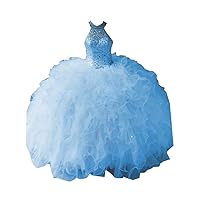 Halter Ball Gown Crystal Rhinestones Top Ruffles Quinceanera Dresses Evening Formal Dress for Women Girls 2024