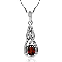 Silvershake 6x4mm Oval Shape 925 Sterling Silver Celtic Knot Pendant with 18 Inch Chain Necklace