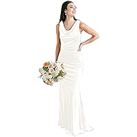 Sleeveless Velvet Prom Dresses Cowl Neck Mermaid Evening Gown Long Ruched Formal Party Dresses for Women 2023