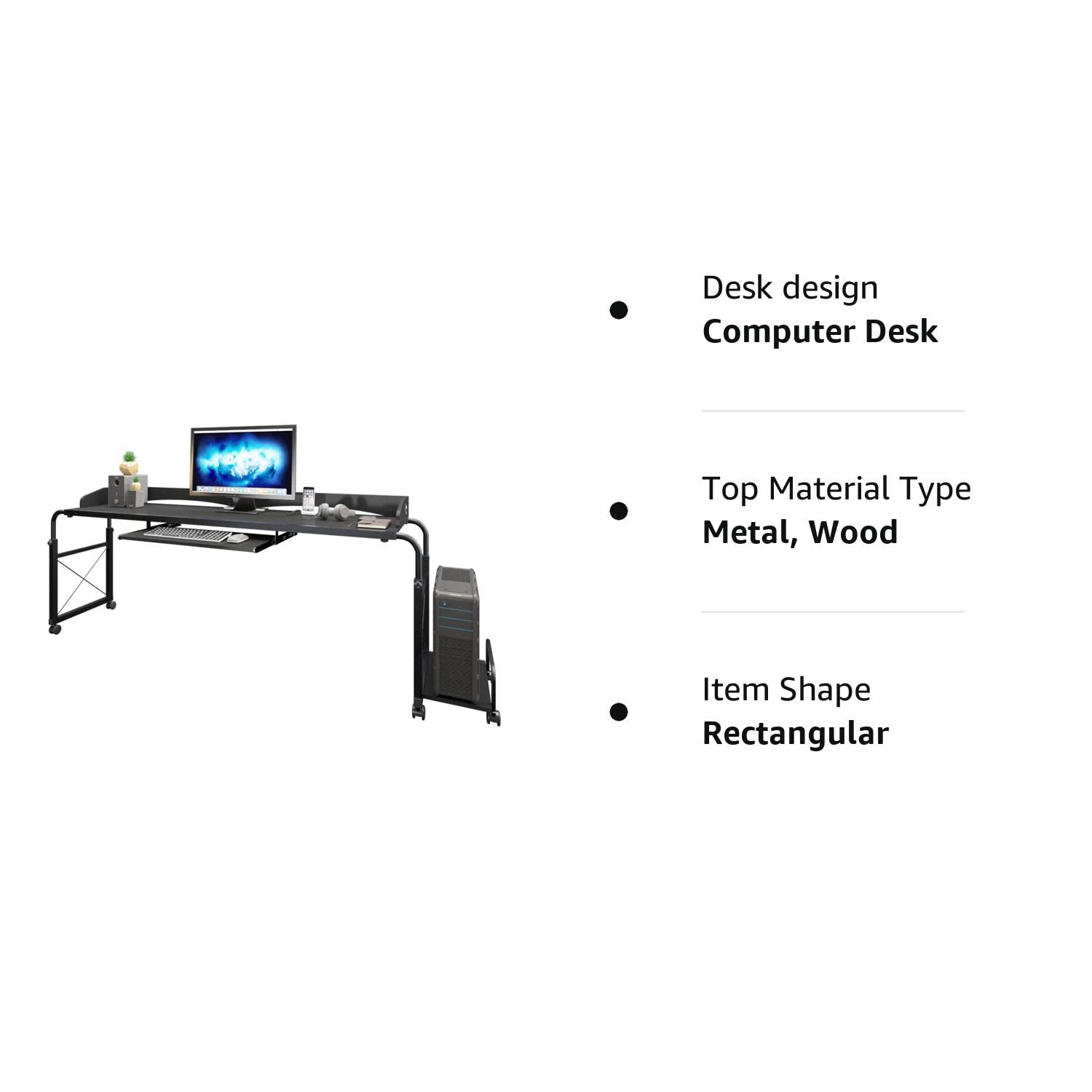 SogesHome 55'' Overbed Desk Laptop Cart with Wheel, 55