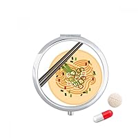 Chinese Dish Noodle Delicious Food Pattern Pill Case Pocket Medicine Storage Box Container Dispenser