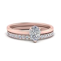 Choose Your Gemstone Half Eternity Band with Pear Engagement Ring Rose Gold Plated Pear Shape Wedding Ring Sets Matching Jewelry Wedding Jewelry Easy to Wear Gifts US Size 4 to 12