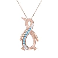 AFFY Penguin Infinity Pendant Necklace in 14K Rose Gold Over Sterling Silver