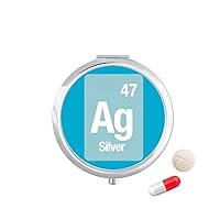 Ag Silver Chemical Element Science Pill Case Pocket Medicine Storage Box Container Dispenser
