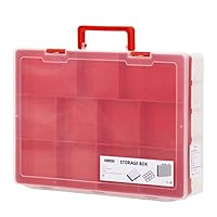 Sorting Tray with Lids Plastic Organizer Box with Dividers, 41 Adjustable Compartments Storage Containers with Handle, Sorters and Organizers for Art Crafts, Jewelry, Screws (Red)