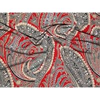 Minerva Crafts Paisley Print Stretch Jersey Knit Dress Fabric Red - per metre