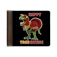 Thanksgiving Men's Wallet - T-rex Wallet - Funny Design Wallet - Brown