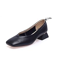Leather Shoes for Women Leather Shoes Women Autumn Low Heels Square Toe Slip On Pumps Soft Cozy