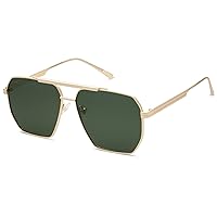 Retro Oversized Square Polarized Sunglasses for Women and Men Vintage Shades UV400 Classic Large Metal Sun Glasses