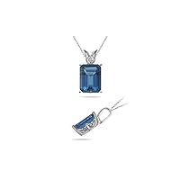 1.48-1.96 Cts of 8x6 mm AAA Emerald Cut London Blue Topaz Scroll Solitaire Pendant in 14K White Gold