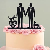 Gay Cake Topper With Dachshund And Cat Wedding Gay For Dog Marriage, 6-7.8 Inch For Funny Novelty Customized Acylic Silhouette Anniversary