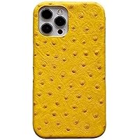Ostrich Pattern Back Phone Cover, for Apple iPhone 11 Pro 5.8 Inch Leather Shockproof Flocking Lining Case [Screen & Camera Protection] (Color : Yellow)