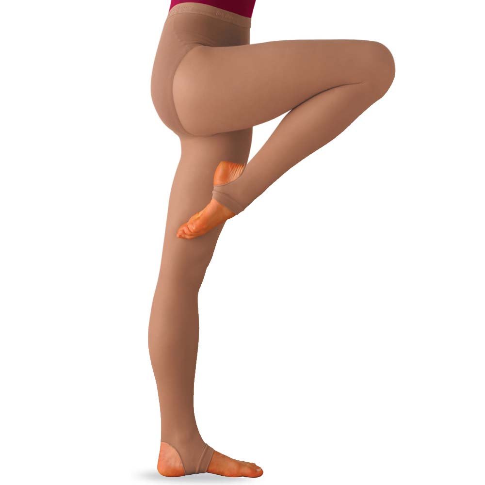 Body Wrappers C32 TotalSTRETCH Girls' Soft Supplex/Lycra Stirrup Tights (M-L, Jazzy Tan)