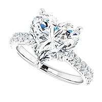 JEWELERYIUM 5 CT Heart Cut Colorless Moissanite Engagement Ring, Wedding/Bridal Ring Set, Solitaire Halo Style, Solid Sterling Silver Vintage Antique Anniversary Promise Ring Gift for Her