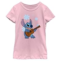 Disney Lilo Stitch Flowers Girl's Heather Crew Tee