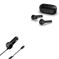 Car Charger Compatible with Motorola Buds+ - Car Charger Plus, Car Charger Extra USB Port with Integrated Cable - Black
