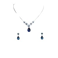 Faship Gorgeous Rhinestone Crystal Floral Necklace Earrings Set