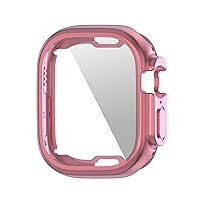 360 Cover Waterproof Case for Apple Watch Series 8 41MM 45MM TPU Slim Plating Screen Protective Cover for iwatch 8 Ultra 49MM (Color : Pink, Size : 45mm Series 8)