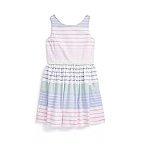 POLO RALPH LAUREN Little Girls Sleeveless Pastel Striped Cotton Oxford Dress