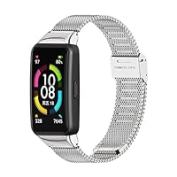Milan Strap for Huawei Honor Band 6 Smart Wristband Bracelet Replacement Watch Strap Wrist Strap Metal Band (Color : Silver, Size : for Huawei Band 6)