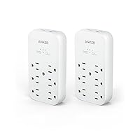 2 Pack Anker Outlet Extender and USB Wall Charger, 6 Outlets and 2 USB Ports, 20W USB C Power Delivery High-Speed Charging iPhone 15/15 Plus/15 Pro/15 Pro Max, Multi-Plug for Dorm/Home/Office, White