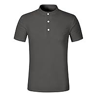 Polo Shirts for Men,Vintage Short Sleeve Button Down Golf Polo Shirts Breathable Lightweight Collared T-Shirt