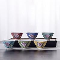 6pcs Chinese Jingdezhen Handmade Pa Hua Famille-rose Porcelain Douli Tea Cup 60cc