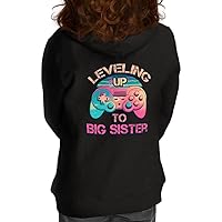 Leveling Up to Big Sister Toddler Full-Zip Hoodie - Graphic Toddler Hoodie - Colorful Kids' Hoodie