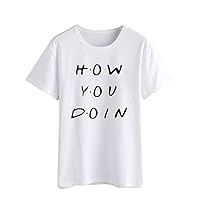 Crop Tops for Women, T Shirt Summer Casual Letter Print O-Neck Print Short Sleeve Top Blouse