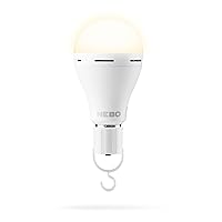 NEBO Blackout Backup LED Emergency Bulb for Emergencies, Rechargeable Bulb Fits into Most Light Fixtures Providing Up to 12 Hours of Light, One White Bulb Included