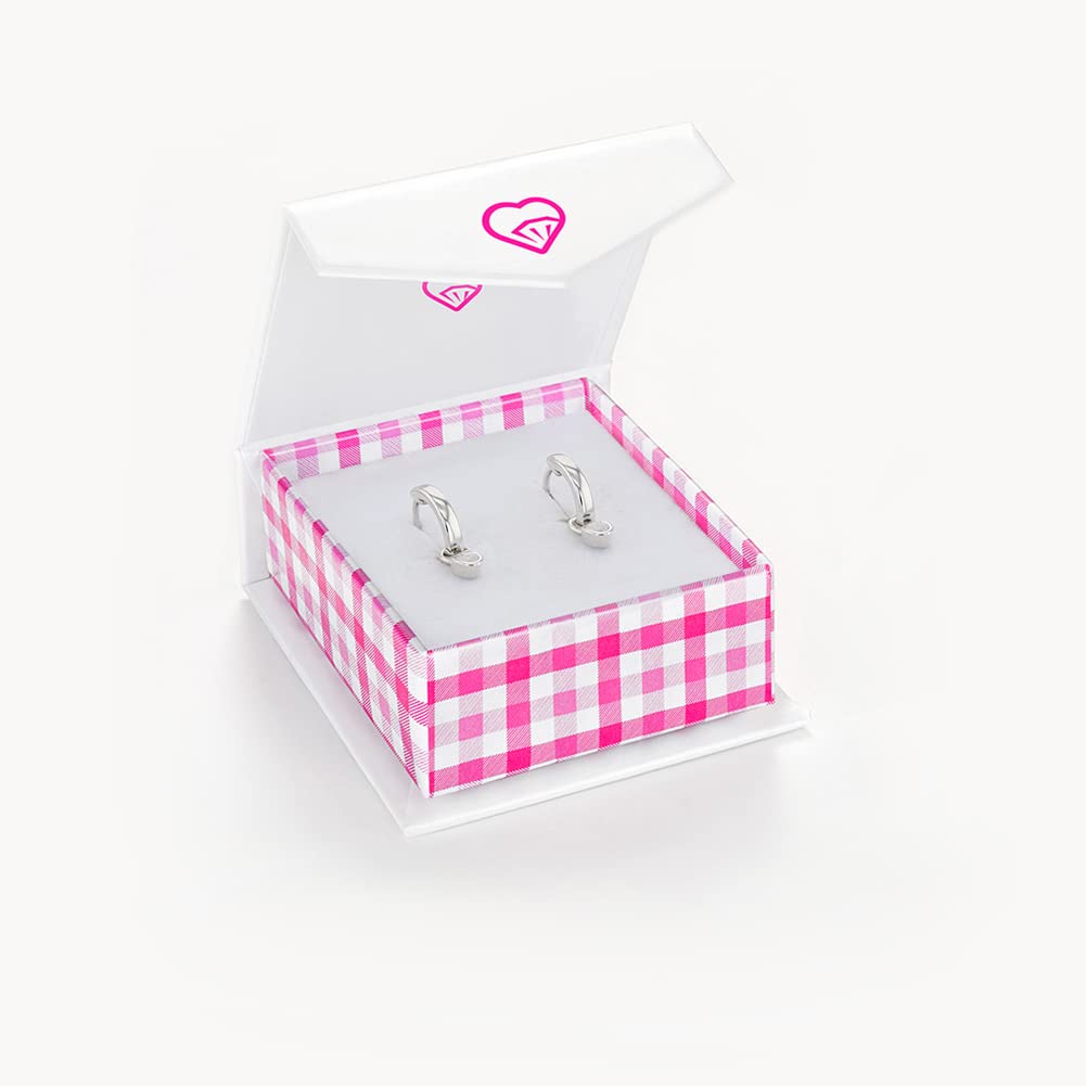 925 Sterling Silver Petite Simulated Birthstone Heart Charm Hoop Earrings For Girls 12mm - Cubic Zirconia Earrings For Girls - Beautiful Simulated Birthstone Earrings for Young Girls
