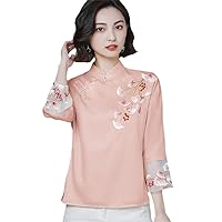 Women Spring Summer Retro Buckle Shirt Top Chinese National Style Long Sleeve Suit Short Cheongsam Shirts