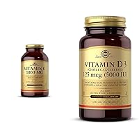 Vitamin C 1000 mg, 250 Vegetable Capsules - Antioxidant & Immune Support - Overall Health - H with Vitamin D3 (Cholecalciferol) 125 mcg (5,000 IU) Vegetable Capsules - 240 Count