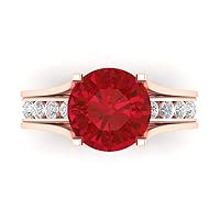 2.99 ct Round Cut Solitaire Genuine Simulated Ruby Designer Art Deco Statement Wedding Sliding Ring Band Set 18K Rose Gold
