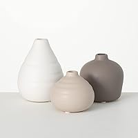 Vase Set, Modern Ceramic Bud Vases, Centerpiece Vases for Table, Shelf, Coffee Table, and Mantle Decor, Set of 3