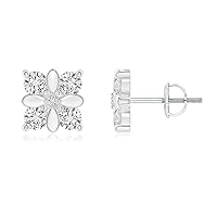 Earrings, 2.00ct Round Cut, Floral Set Earrings, Colorless Moissanite Diamond, 925 Sterling Silver Earring, Screw Back Earrings, Great for Gift Or As You Want