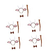 BESTOYARD 5 Sets Goat Horn Headband Goat Ear Headband Animal Ears Headband Tail Animal Headband Costume Goat Headband and Tail Dog Ears Halloween Cute Animal Headband Cartoon Cloth Cow Ears