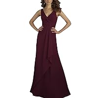 Double V Neck Long Mother of The Bride Dress Chiffon Bridesmaid Dresses