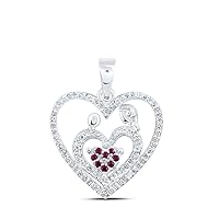 Navnita Jewellers 14k White Gold Plated 1.50 Ct Round Cut Ruby & Simulated Diamond I Heart Mom Pendant With 18