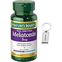 Nature S Bounty Melatonin 5mg Dual Spectrum, 60 Count+Bundle with KUNCIANMelatonin Emergency Whistle Keychain for Ourdoor