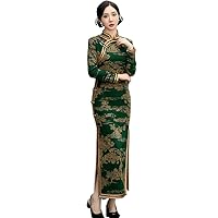 Old Shanghai Chinese Traditional Improved Cheongsam Autumn Winter Retro Mother Qipao Evening Gowns