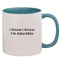 I Know I Know I'm Adorable - 11oz Ceramic Colored Inside & Handle Coffee Mug, Light Blue