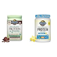 Raw Organic Protein & Greens Chocolate & Organic Vegan Vanilla Protein Powder 22g Complete Plant Based Raw Protein
