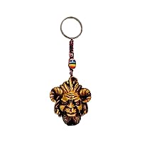 Evil Pan Goat Man Fantasy 3D Figurine Keychain Multicolored Macramé Metal Ring - Handmade Gifts Boho Car Keys Bag Accessories