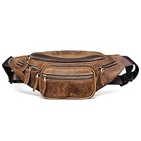 GMOIUJ Thick Leather Male Cross-body Sling Chest Pack Design Travel Phone Case Pouch Travel Fanny Waist Belt Bag Men