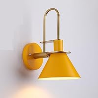 Modern Iron Metal Wall Light Creative Living Room Macaron Decoration Wall Lamp Fashion Dining Room E27 (Without Light Source) Wall Sconce (Color : Yellow)